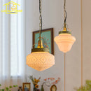 Ljojo Luxe LED Gold Lustre Pendant Light with Copper Glass for Restaurant Bedroom.