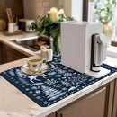 Christmas Deer Silhouette Non-Slip Drying Mat for Kitchen Counters and Tables by Ljojo