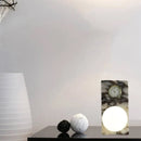 Ljojo Marble White Desk Lamp with Glass Ball Accent, Ideal for Bedroom, Foyer, Hotel