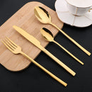 Ljojo 24-Piece Stainless Steel Gold Dinnerware Set with Cutlery & Utensils