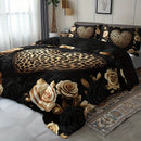 Ljojo Leopard Heart Rose Bedding Set: Luxury Romantic Style Bedroom Decor