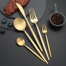 Ljojo 30-Piece Matte Stainless Steel Gold Dinnerware Set