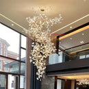 Large Ginkgo Leaf Chandelier Staircase Lights for Luxury Villas by Ljojo