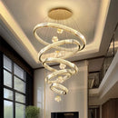 Ljojo Luxury Crystal Pendant Chandelier for Modern Stairs, Dimmable Globe Design