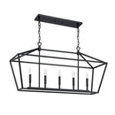 Nordic Designer Dining Room Black Chandelier | Creative Industrial Style Rectangular Lamp by Ljojo