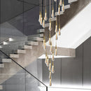Gold Crystal Tear Drop Chandelier for Villa Staircases, LED Pendant Light by Ljojo
