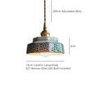 Vintage LED Ceiling Chandelier Ceramic Copper Pendant Light Fixture for Bedroom - Ljojo