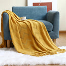 Ljojo Luxury Caramel Knitted Throw Blanket with Wave Tassels