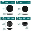Ljojo 24/48-Piece Stoneware Dinner Set - Elegant Black Ceramic Plate Collection
