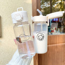 Kawaii Cats Glass Water Bottle With Straw 500ml - Ljojo Cute Tumbler