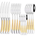Ljojo 16-Piece Stainless Steel Gold Cutlery Set - Mirror Finish