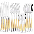 Ljojo 16-Piece Stainless Steel Gold Cutlery Set - Mirror Finish