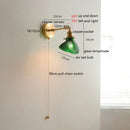 Ljojo Milky White Glass LED Wall Light Sconce Rotate Pull Chain Switch