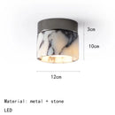 Cylinder Natural Stone LED Ceiling Lamp Small Sconce - Modern Black Metal - Ljojo