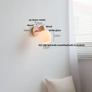 Ljojo LED Wall Light Fixture Wood Canopy White Glass Nordic Modern Plug In Sconce