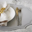Ljojo Light Grey Faux Leather Oval Placemats for Stylish Table Decor