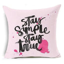Ljojo Letter Print Pillow Case 45x45 cm Linen Cushion Cover for Home Decor