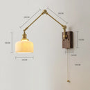 Ljojo Long Arm LED Wall Light with Pull Chain Switch & Walnut Canopy