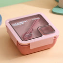 Ljojo 4-Grid Leakproof Bento Lunch Box with Tableware - Portable and Microwave-Safe