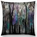 Cute Cat Moon Night Wonderland Witch Halloween Dance Pillow Cover by Ljojo