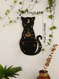 Ljojo™ Black Cat Star Crystal Shelf: Boho Wooden Wall Decor Ledge