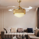 Inch Luxury Crystal Ceiling Fan with Modern LED Chandelier & Remote Control - Ljojo