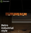 Ljojo Industrial Minimalist LED Pendant Lights Solid Wood Column Chandelier for Living Room