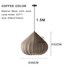 French Minimalist Pendant Light Onion Shape Fabric Lampshade for Living Room.