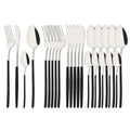 Ljojo 24-Piece Stainless Steel Cutlery Set - Black Mirror Finish