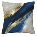 Blue & Gold Marbled Pillow Covers - Ljojo Abstract Pattern Cushion Cover for Sofa, Bedroom & Car