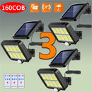 Ljojo 160COB Solar Outdoor Wall Lights Motion Sensor Remote Control 3 Mode Street Lights.