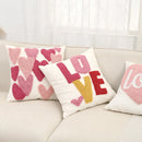 Ljojo Love Tufted Velvet Pillow Cover Cute Pink Valentine's Day Cushion Cover