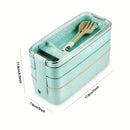 Ljojo 3-Layer Healthy Material Kids Bento Box with Handle, 900ML
