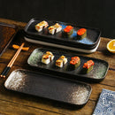 Ljojo 12" Ceramic Sushi BBQ Plate - Rectangular Tray for Desserts, Noodles.