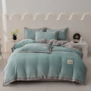 Ljojo 2024 Solid Color Milk Fleece 4-Piece Set with Wide Edge Craft & Flannel Quilt Cover