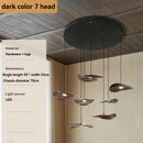 Ljojo Walnut Color Leaf Multi-head Chandelier Retro Style for Living Room & Restaurant