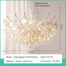 French Medieval Pink Shell Crystal Led Chandeliers Romantic Living Room Decor Pendant Lights