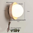 Ljojo LED Wall Light with Wood Base, Natural Yellow Travertine, Modern Nordic Design
