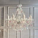 French Romantic Crystal Chandelier Pink E14 Pendant Light for Living Room by Ljojo