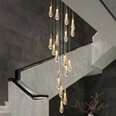 Gold Crystal Tear Drop Chandelier for Villa Staircases, LED Pendant Light by Ljojo