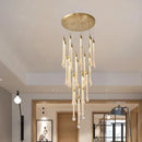 Ljojo 3W LED K9 Crystal Chandelier, Metal Round Stairs Villa Suspend Lamp Light Fixture