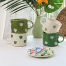 Ljojo 10oz Heart Pattern Ceramic Coffee Mug with Handle, Unique Design, Lovely Gift