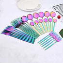 30-Piece Pink Silver Stainless Steel Dinnerware Set by Ljojo