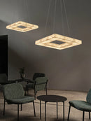 Alabaster Square Marble Chandelier Lighting Pendant by Ljojo Spanish Natural Marble Dining Room