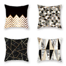 Ljojo Luxury Gold Black Geometric Marble Stripe Pillowcase