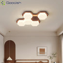 Industrial Bauhaus Wooden Honeycomb Waffle LED Ceiling Light Chandelier for Living Room by Ljojo