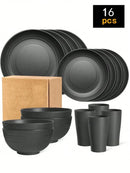 Ljojo 24-Piece Reusable Plastic Tableware Set for Family Picnics and School