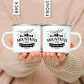 Enamel Mountain Mug with Handle by Ljojo. Best Camping Gift for Outdoor Lovers