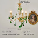 French Retro Copper Green Crystal Chandelier for Living Room Dining Bedroom Study by Ljojo