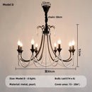 French Black Candle Chandelier For Living Room E14 Crystal Pendant Lights: Ljojo Romantic LED Hanging Lamp